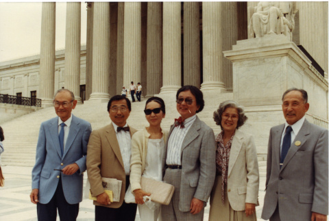 Fred Korematsu, Gordon Hirabayashi, Michi Weglyn, William Hohri, Aiko Herzig, and Harry Ueno (ddr-csujad-29-297)