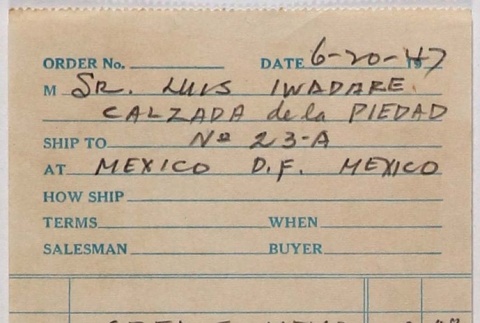 Credit memo for Luis Iwadake (ddr-densho-424-700)