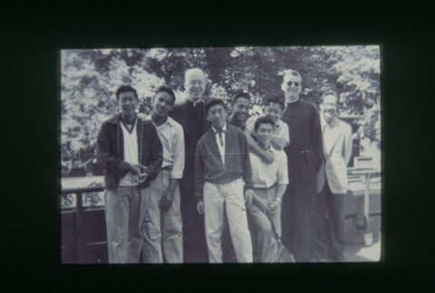 (Slide) - Image of group of young men and two priests (ddr-densho-330-218-master-09df908766)