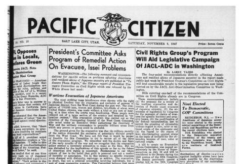 The Pacific Citizen, Vol. 25 No. 18 (November 8, 1947) (ddr-pc-19-45)