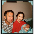 Walter and Kazuko Matsuoka hold their newborn son Kent (ddr-densho-390-108)