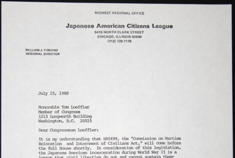 Letter to Tom Loeffler from William Yoshino (ddr-chijacl-1-313)