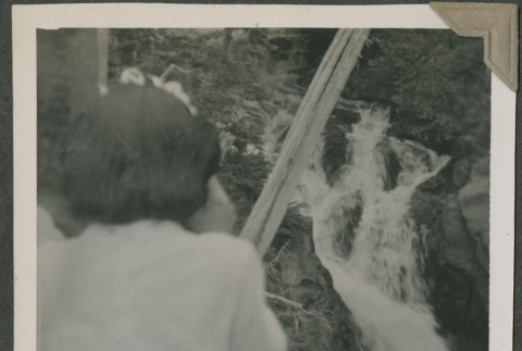 Pearl Hikida looking at a waterfall (ddr-densho-201-960)