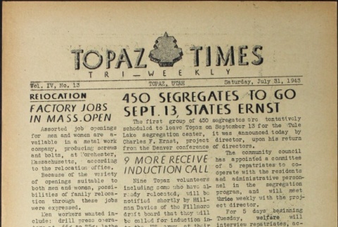 Topaz Times Vol. IV No. 13 (July 31, 1943) (ddr-densho-142-193)