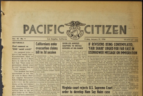 Pacific Citizen, Vol. 42, No. 4 (January 27, 1956) (ddr-pc-28-4)