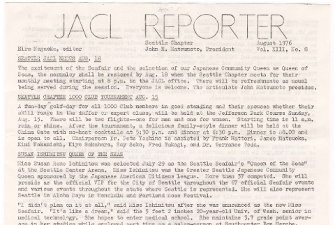 Seattle Chapter, JACL Reporter, Vol. XIII, No. 8, August 1976 (ddr-sjacl-1-193)