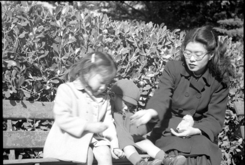 Tomoye Takahashi with children, Masako and Norman (ddr-densho-426-935)