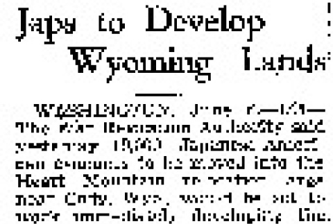 Japs to Develop Wyoming Lands (June 6, 1942) (ddr-densho-56-814)
