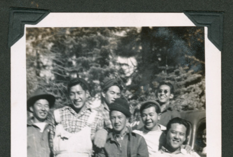 Group of men in forest (ddr-densho-550-266)