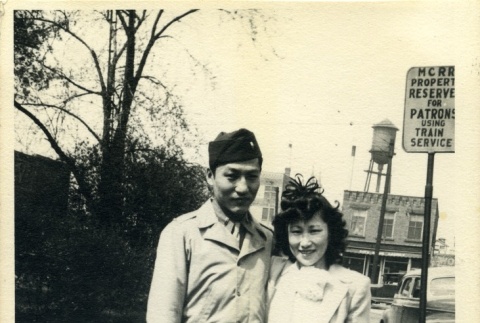 Herbert K. Yanamura with his wife [?] (ddr-densho-22-373)