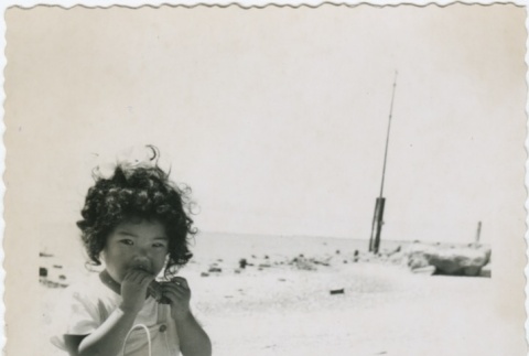 Paula Fujita on the beach (ddr-densho-296-210)