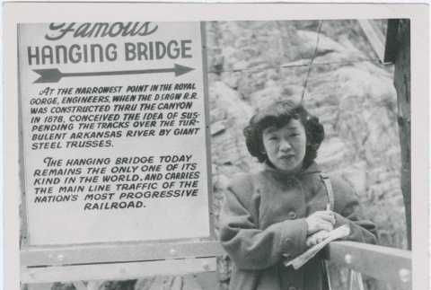 Guyo Tajiri at the Royal Gorge Bridge (ddr-densho-338-270)