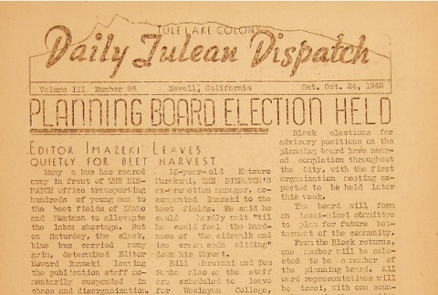 Tulean Dispatch Vol. III No. 86 (October 24, 1942) (ddr-densho-65-82)