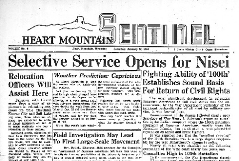 Heart Mountain Sentinel Vol. III No. 4 (January 22, 1944) (ddr-densho-97-165)