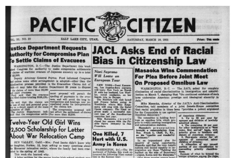 The Pacific Citizen, Vol. 32 No. 10 (March 10, 1951) (ddr-pc-23-10)