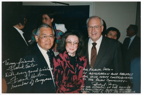 Frank Sato with Former Congressman Frank Horton and Ruby Moy (ddr-densho-345-9)