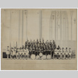 Group photograph of the Drum and Bugle Corps and All-girl Color Guard (ddr-sbbt-6-115)
