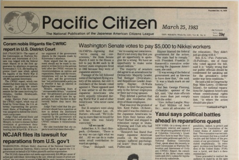 Pacific Citizen, Whole No. 2,231, Vol. 96, No. 11 (March 25, 1983) (ddr-pc-55-11)