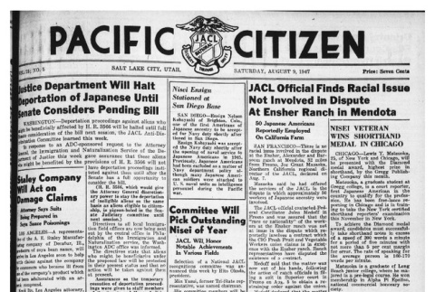 The Pacific Citizen, Vol. 25 No. 5 (August 9, 1947) (ddr-pc-19-32)