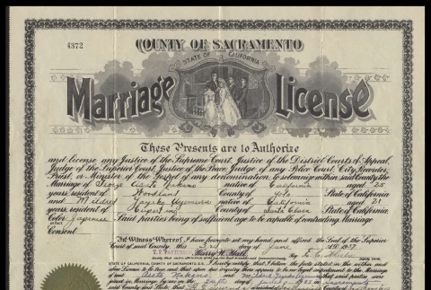 County of Sacramento State of California marriage license (ddr-csujad-55-2460)