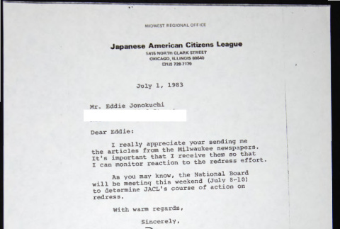 Letter to Eddie Jonokuchi from Bill Yoshino (ddr-chijacl-1-763)