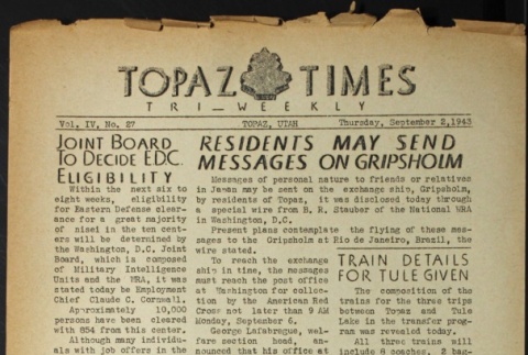 Topaz Times Vol. IV No. 27 (September 2, 1943) (ddr-densho-142-207)