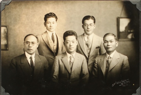 Five Japanese American men (ddr-densho-259-481)