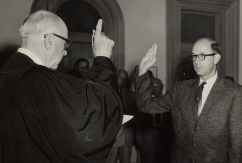 Edward E. Johnston taking his oath of office from Ingram M. Stainback (ddr-njpa-2-475)