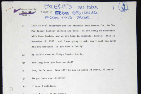 Goro Sumida oral interview transcript (ddr-densho-1007-1043)