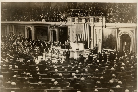 Franklin D. Roosevelt giving a speech to Congress (ddr-njpa-1-1533)