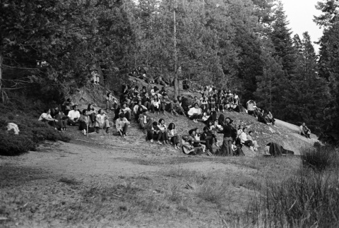 Campers on a hike around the lake (ddr-densho-336-221)