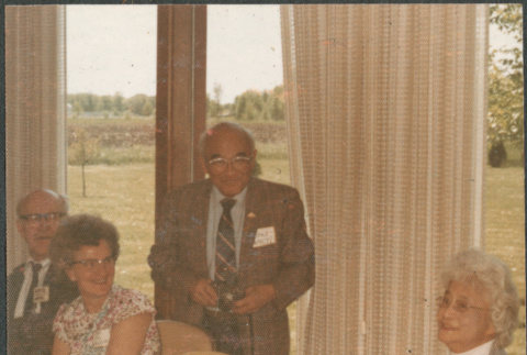 Chester and Agnes Sakura with another couple at a table (ddr-densho-523-642)