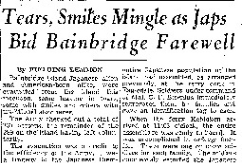Tears, Smiles Mingle as Japs Bid Bainbridge Farewell (March 30, 1942) (ddr-densho-56-730)