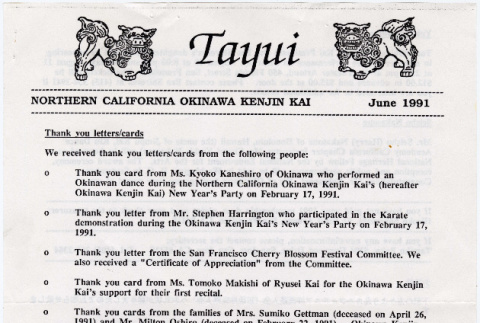 Newsletter from Northern California Okinawa Kenjin Kai (ddr-densho-422-562)