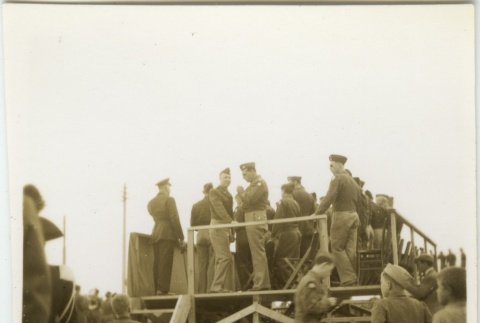 Military officers on a platform (ddr-densho-201-129)