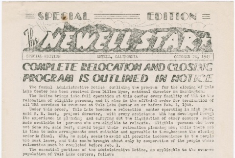 The Newell Star, Special Edition (October 24, 1945) (ddr-densho-284-92)