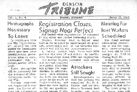 Denson Tribune Vol. I No. 4 (March 12, 1943) (ddr-densho-144-45)