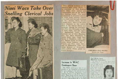 Nisei WACs take over Snelling clerical jobs; Increase in WAC contingent seen (ddr-csujad-49-72)