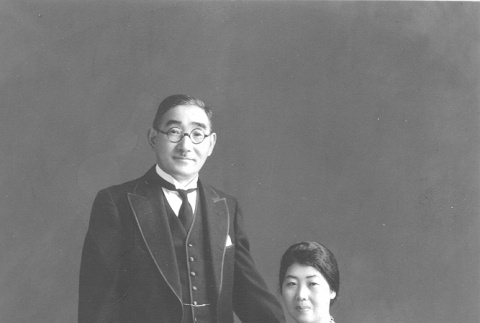 Studio portrait of an Issei couple (ddr-densho-157-121)
