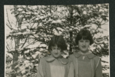 2 girls standing in the snow (ddr-densho-378-685)