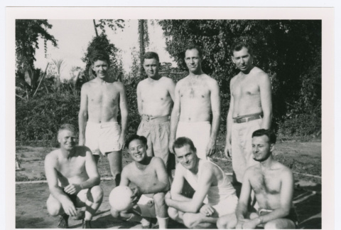Shirtless servicepeople stationed at the Ledo Road (ddr-densho-1007-129)