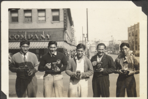 Five men with cameras (ddr-densho-326-605)