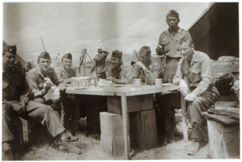 Company K (442nd RCT) officers eating (ddr-densho-1007-586)