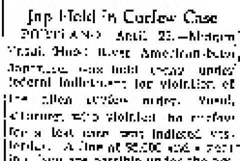 Jap Held in Curfew Case (April 23, 1942) (ddr-densho-56-766)