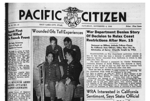 The Pacific Citizen, Vol. 19 No. 18 (November 4, 1944) (ddr-pc-16-45)