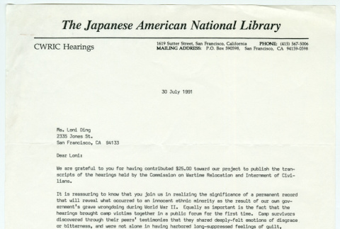 Letter from Aiko Herzig-Yoshinaga to Loni Ding (ddr-densho-1007-1501)