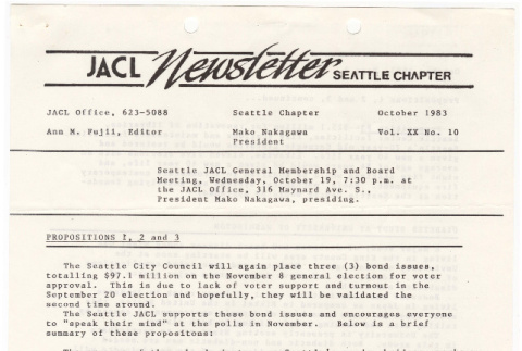 Seattle Chapter, JACL Reporter, Vol. XX, No. 10, October 1983 (ddr-sjacl-1-326)