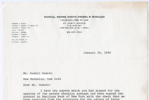 Letter to Kaneji Domoto from Arthur L. Penzel (ddr-densho-578-42)