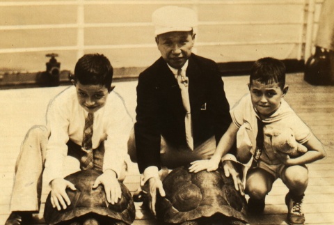 Colbert Kurokawa and sons with tortoises (ddr-njpa-4-352)