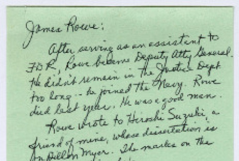 Letter to Mr. Hiroshi Suzuki from James Rowe (ddr-densho-1007-1854)